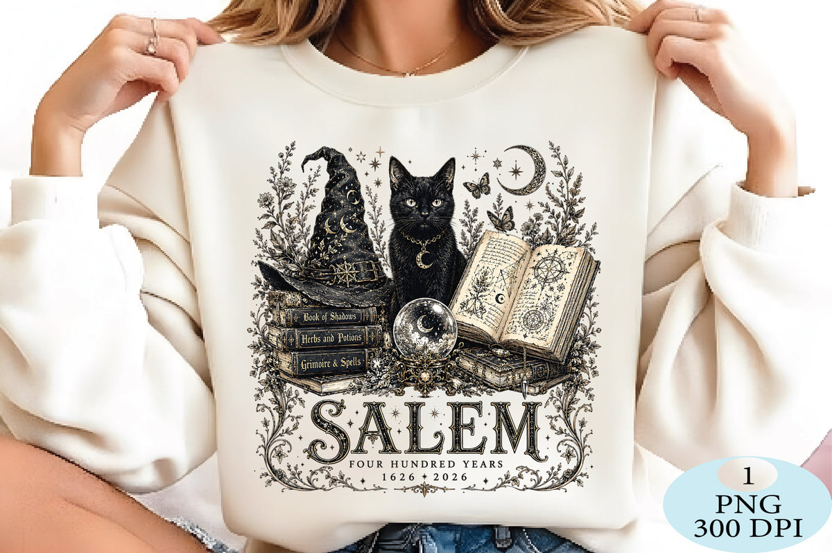 Salem Witch Black Cat Halloween PNG