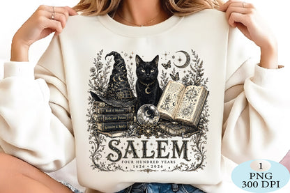 Salem Witch Black Cat Halloween PNG