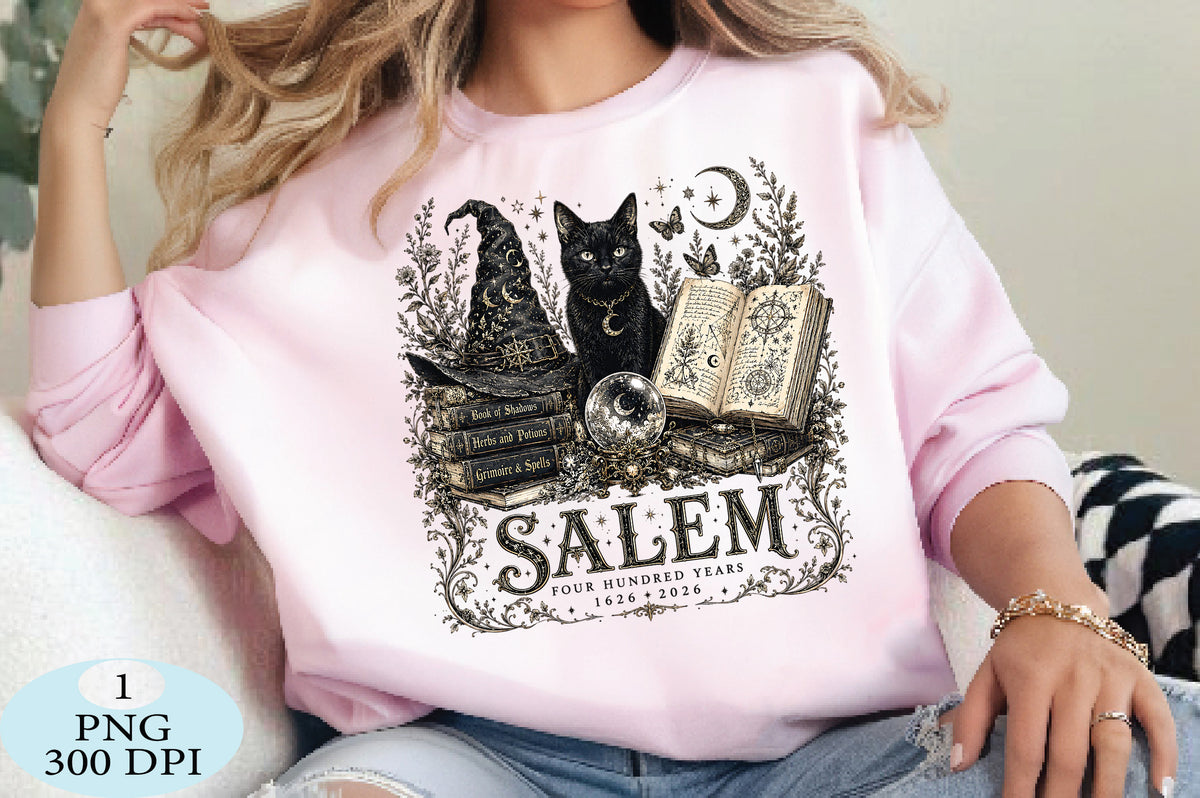 Salem Witch Black Cat Halloween PNG
