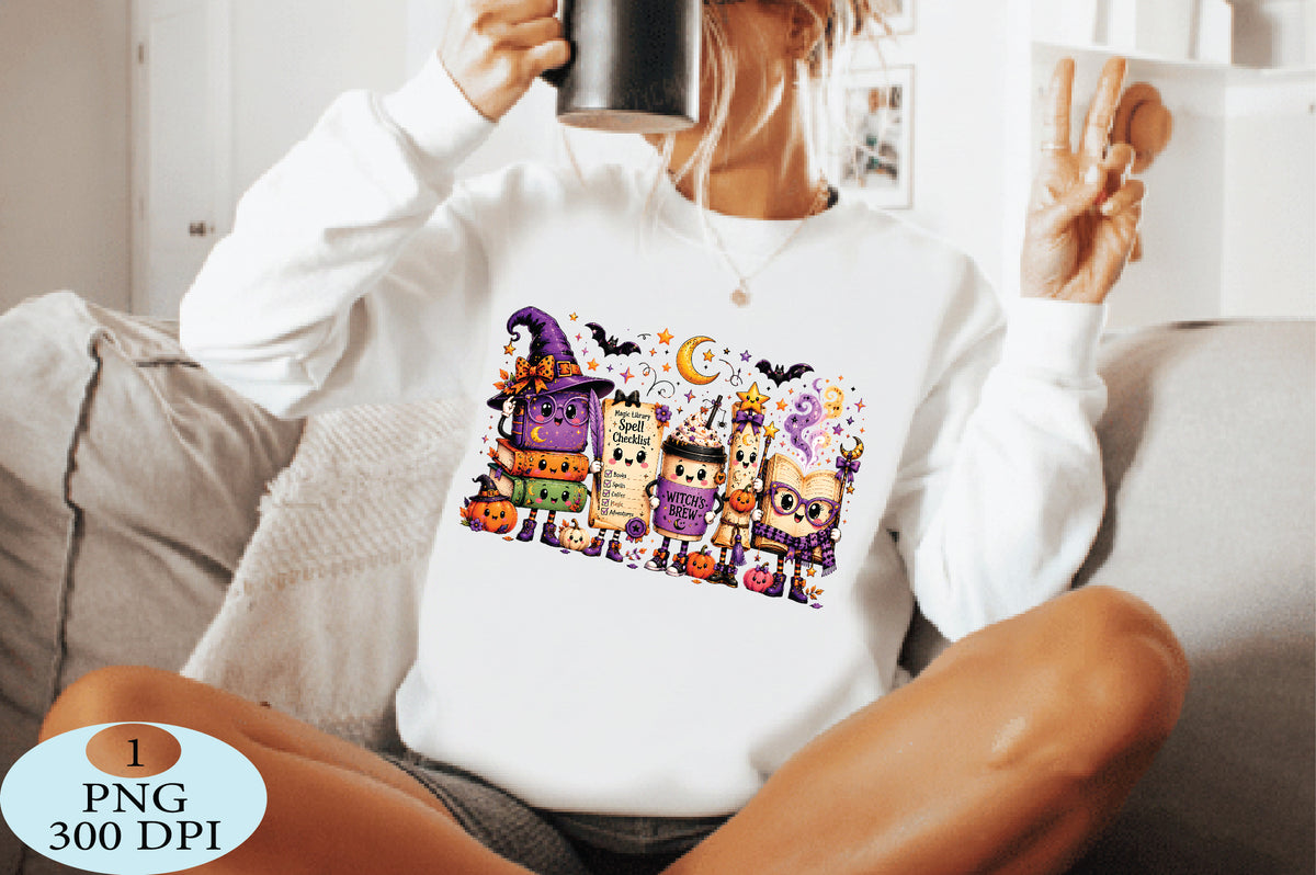Witchy Book Lover Halloween PNG