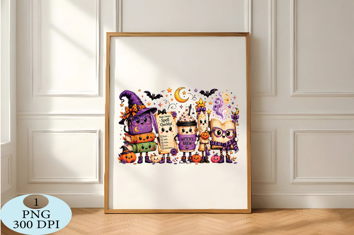 Witchy Book Lover Halloween PNG