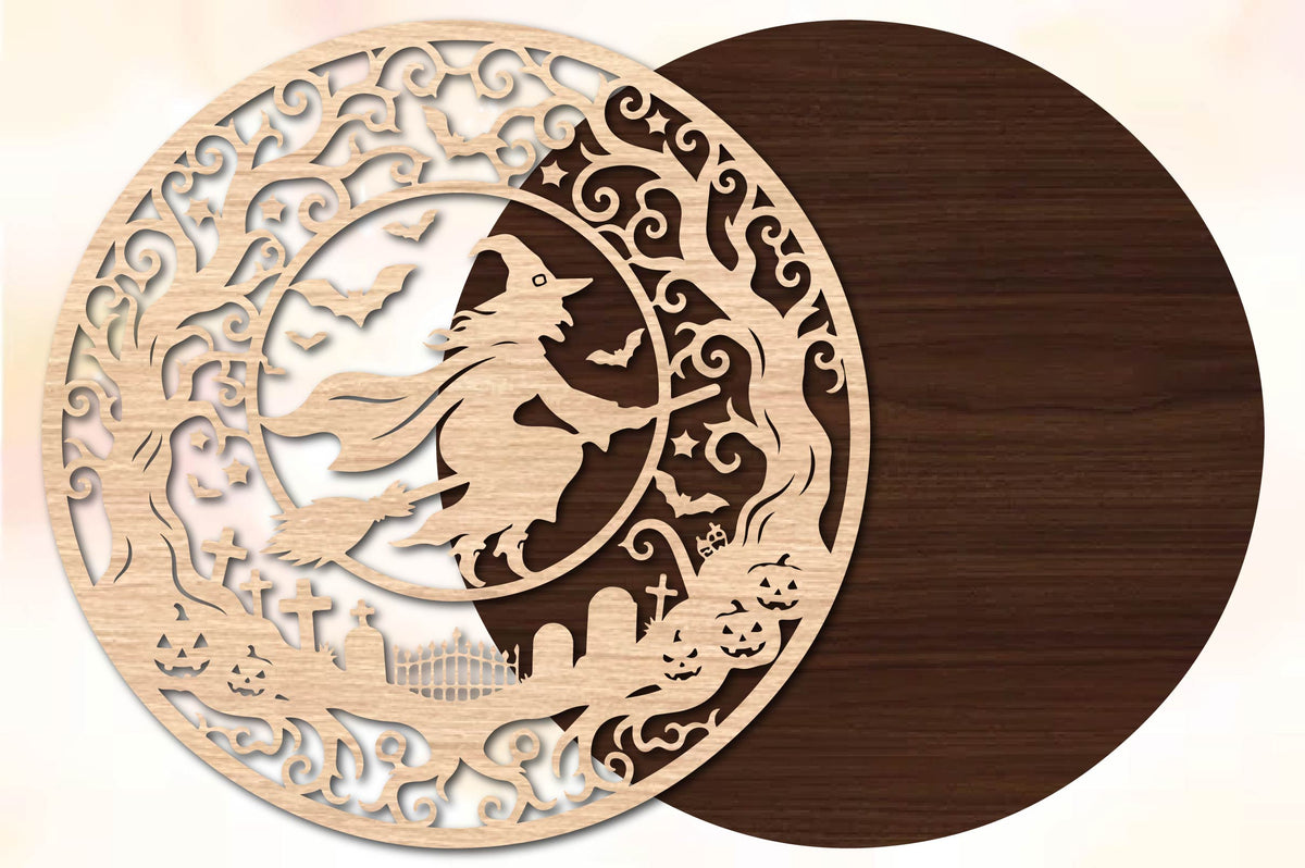 Witchy Halloween Moon Laser Cut SVG