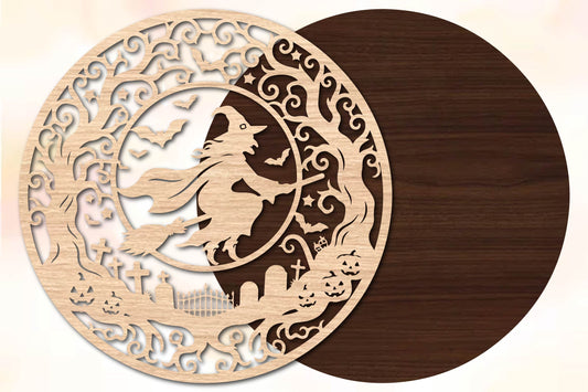 Witchy Halloween Moon Laser Cut SVG