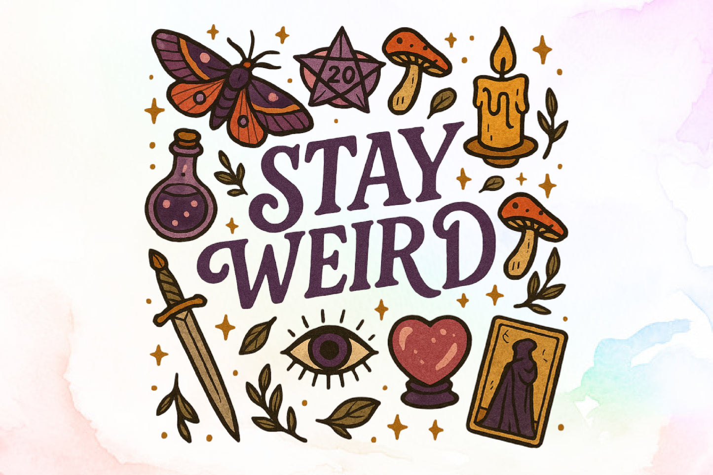 Stay Weird Witchy Halloween PNG Design