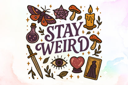Stay Weird Witchy Halloween PNG Design