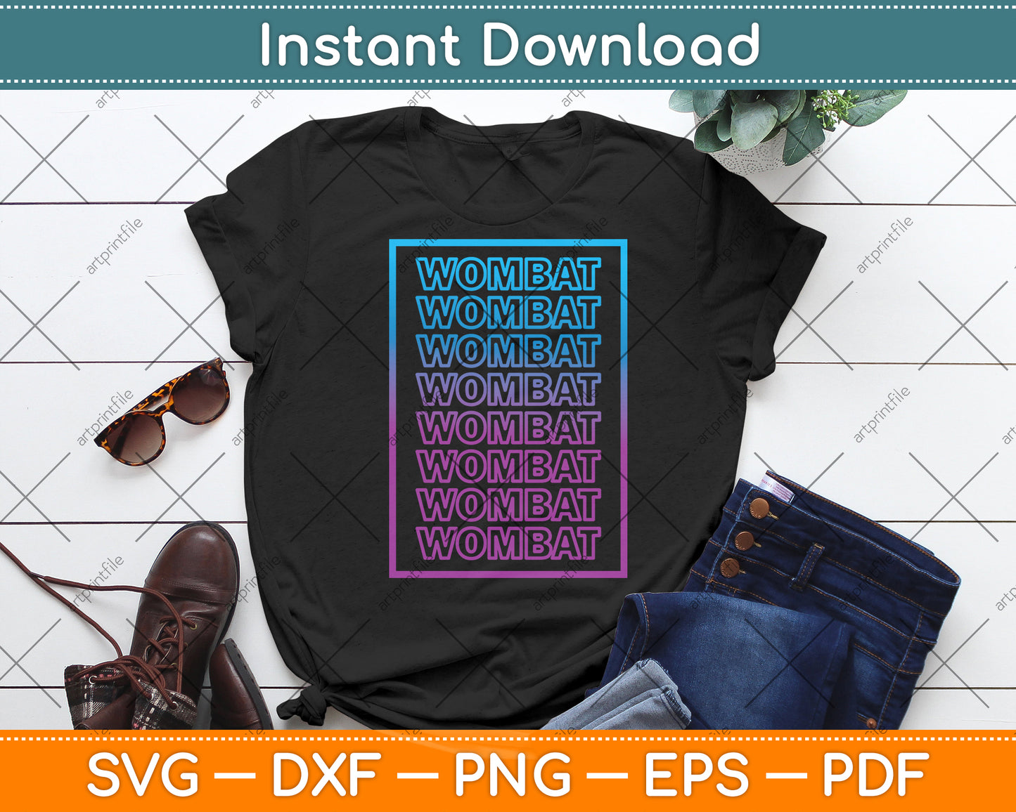 Wombat 70's Retro Svg Png Dxf Digital Cutting File