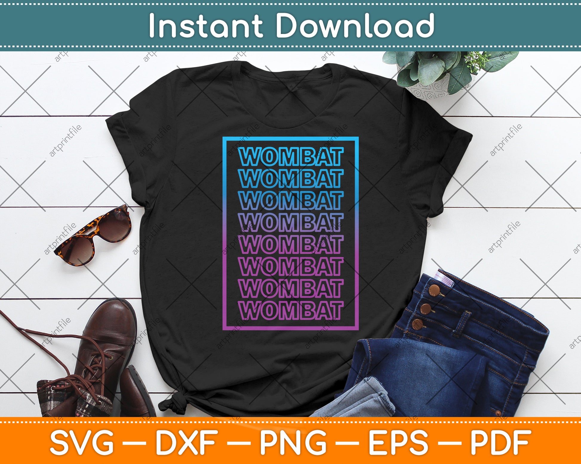 Wombat 70's Retro Svg Png Dxf Digital Cutting File