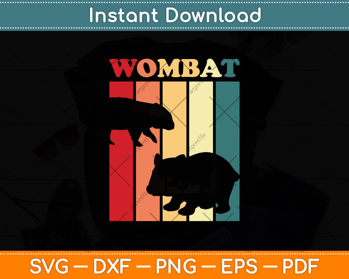 Wombat Retro Vintage Lover Svg Png Dxf Digital Cutting File
