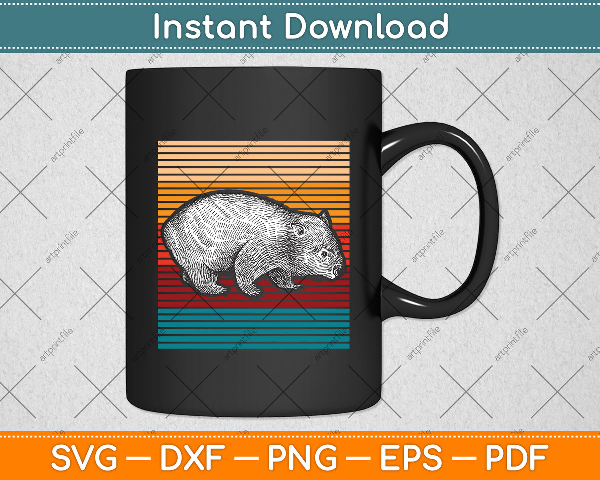 Wombat Vintage Retro Svg Png Dxf Digital Cutting File