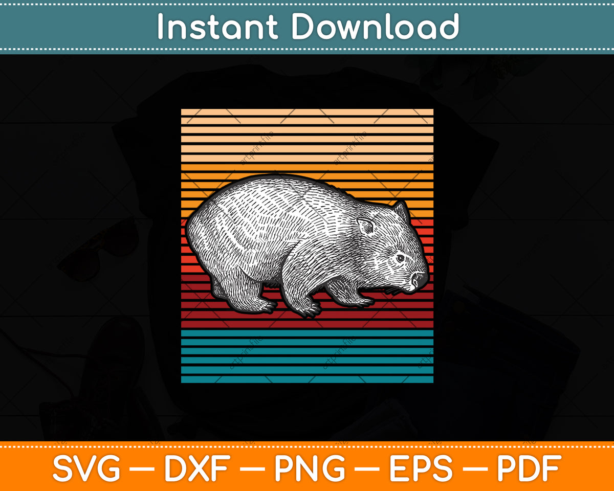 Wombat Vintage Retro Svg Png Dxf Digital Cutting File