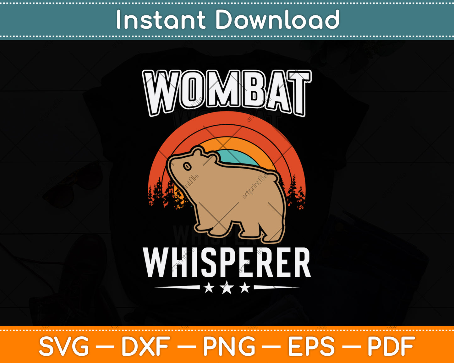 Wombat Whisperer Retro Vintage Svg Png Dxf Digital Cutting File
