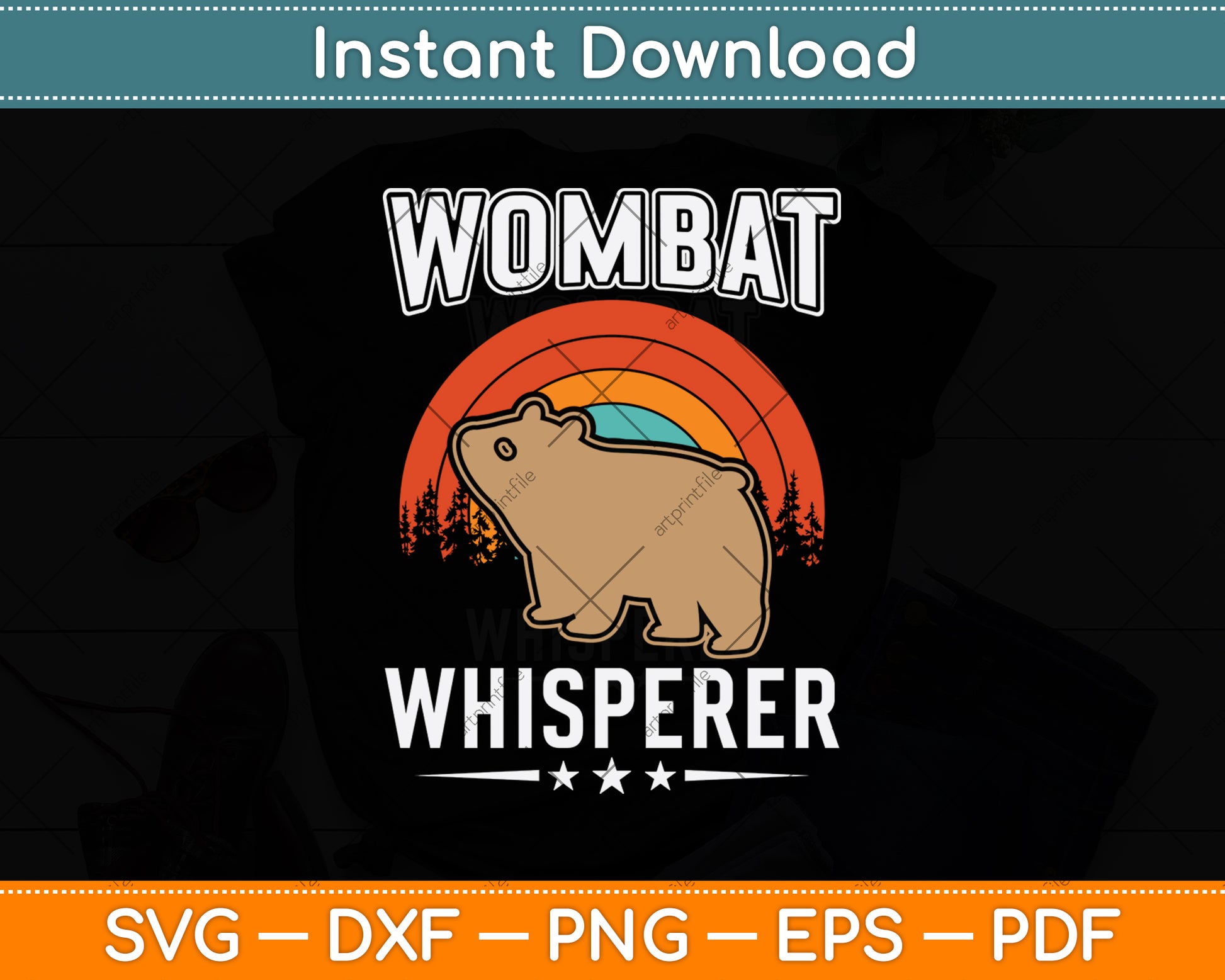 Wombat Whisperer Retro Vintage Svg Png Dxf Digital Cutting File