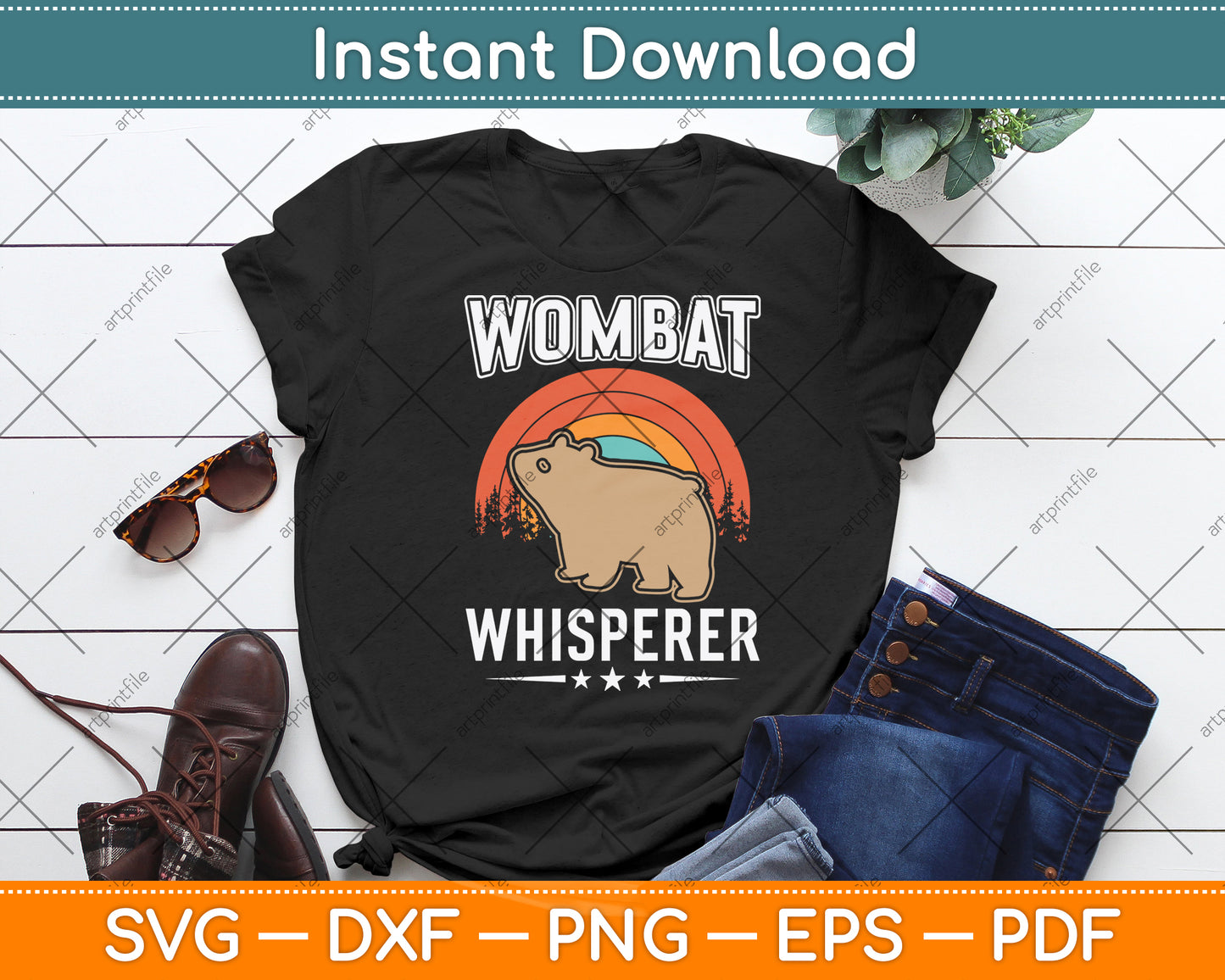Wombat Whisperer Retro Vintage Svg Png Dxf Digital Cutting File