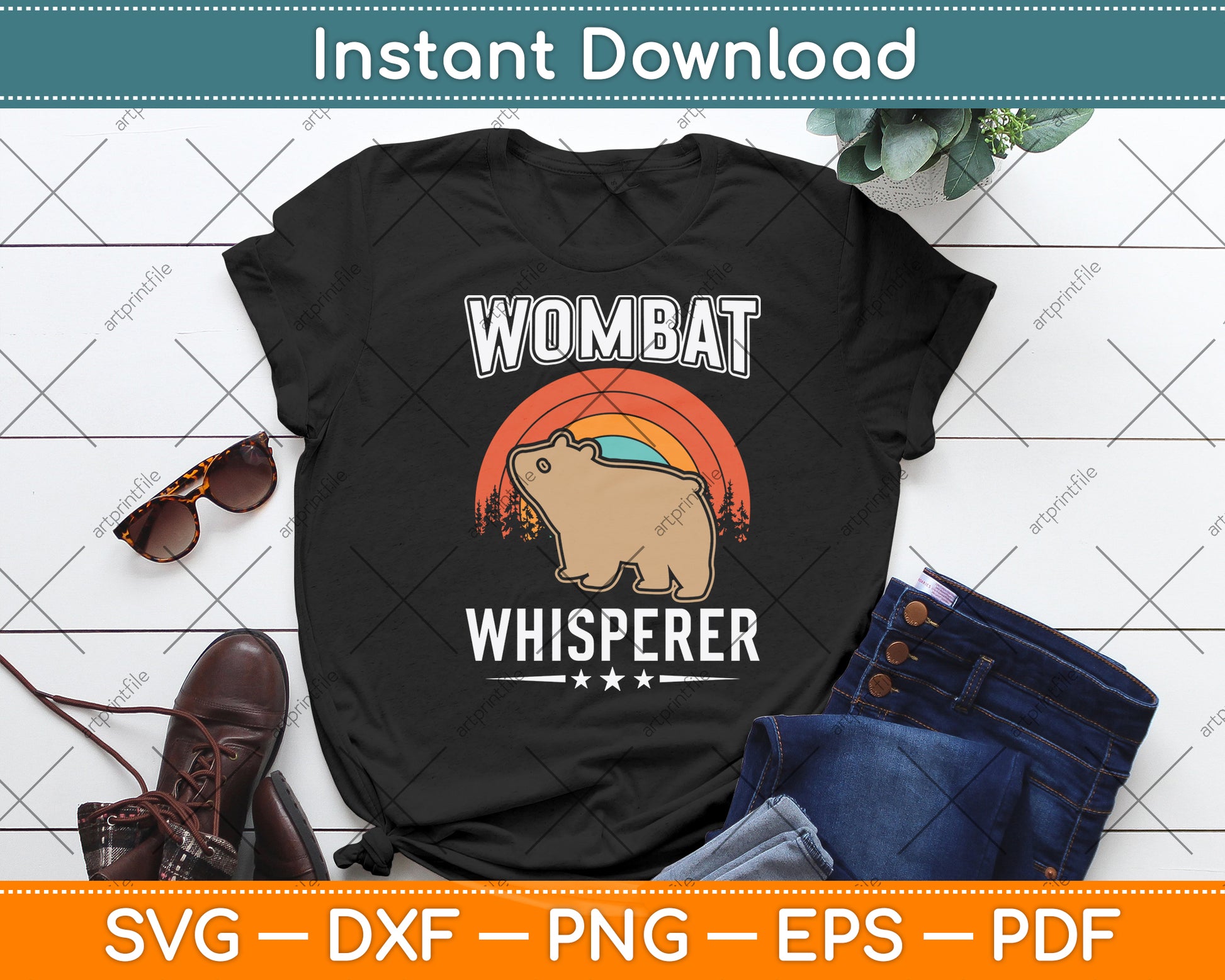 Wombat Whisperer Retro Vintage Svg Png Dxf Digital Cutting File