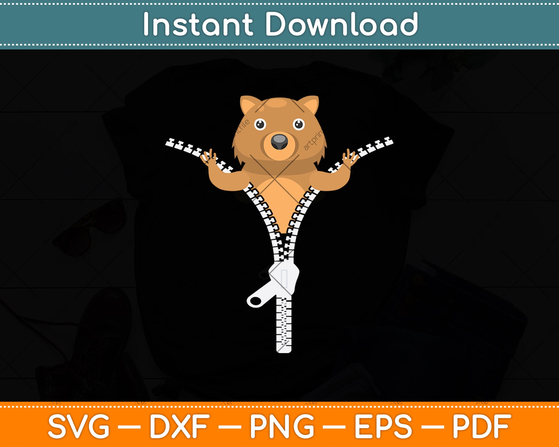 Wombat Zipper Svg Png Dxf Digital Cutting File