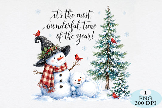 Wonderful Winter Snowman Family PNG