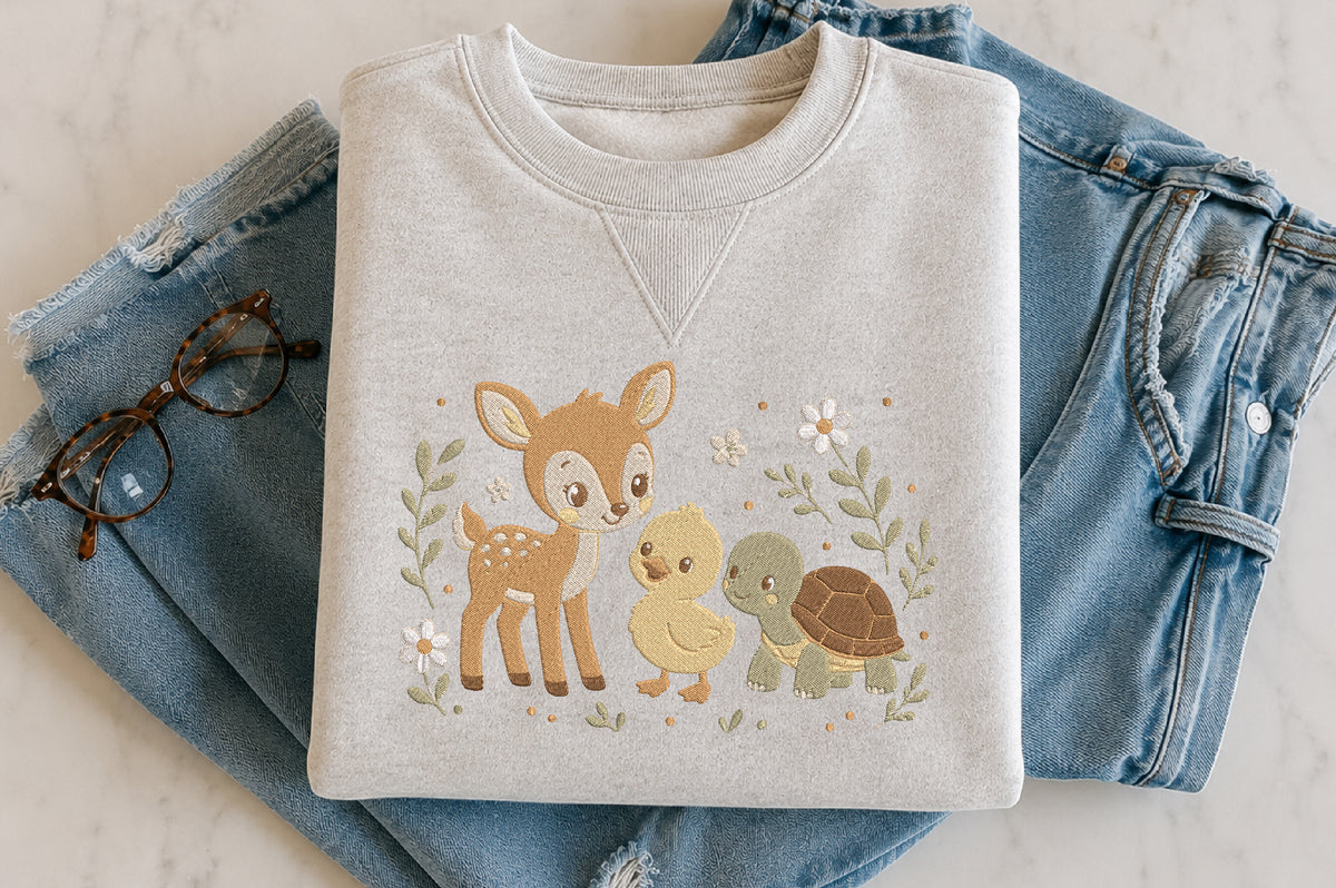 Woodland Animal Embroidery Design – Cute Forest Animal Machine Embroidery Pattern, Woodland & Nature Embroidery Design