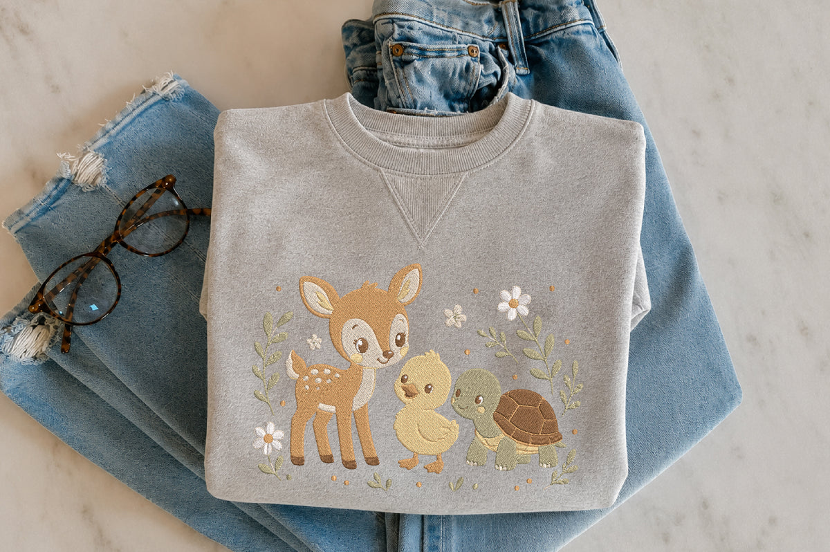 Woodland Animal Embroidery Design – Cute Forest Animal Machine Embroidery Pattern, Woodland & Nature Embroidery Design