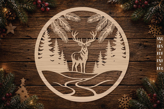 Woodland Deer Christmas Ornament SVG
