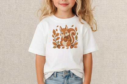 Woodland Squirrel Embroidery Design – Cute Squirrel Machine Embroidery Pattern, Woodland Nature & Forest Animal Embroidery Design