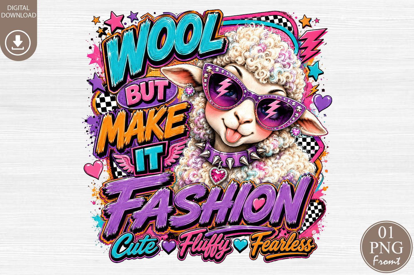 Wool But Make It Fashion PNG Cute Sheep Fashion Sublimation