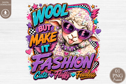 Wool But Make It Fashion PNG Cute Sheep Fashion Sublimation