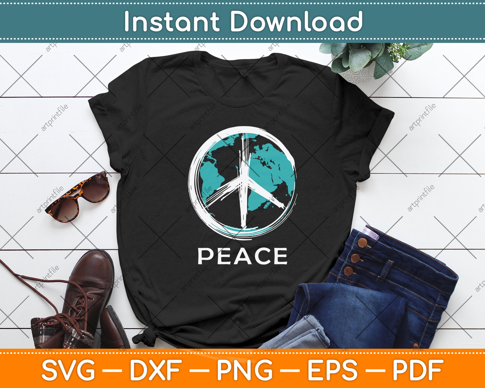 World Peace Svg Png Dxf Digital Cutting File