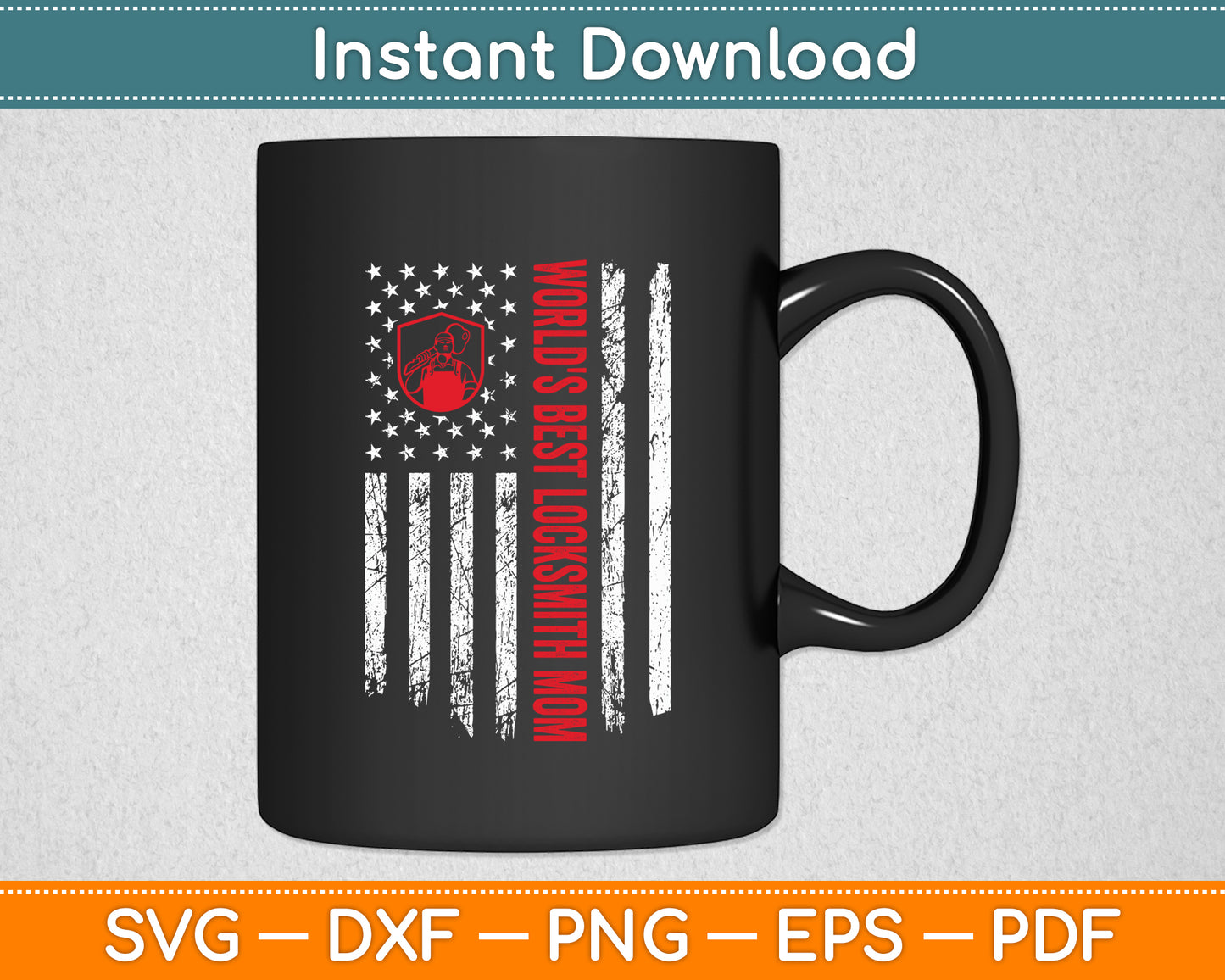 World's Best Locksmith Mom Vintage USA American Flag Funny Svg Digital Cutting File