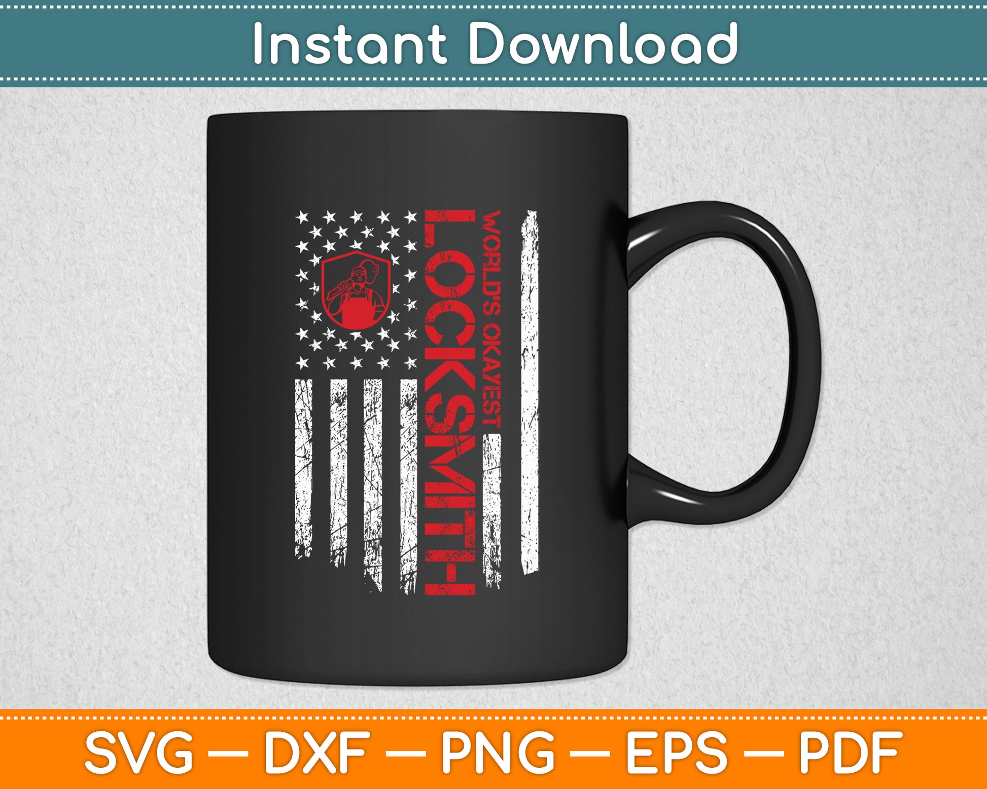 World's Okayest Locksmith Dad Vintage USA American Flag Svg Digital Cutting File