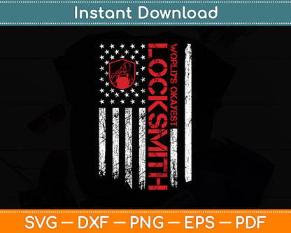 World's Okayest Locksmith Dad Vintage USA American Flag Svg Digital Cutting File