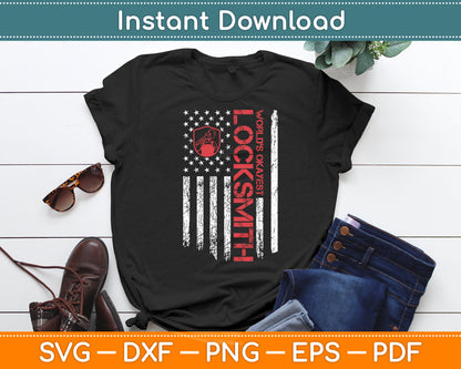 World's Okayest Locksmith Dad Vintage USA American Flag Svg Digital Cutting File