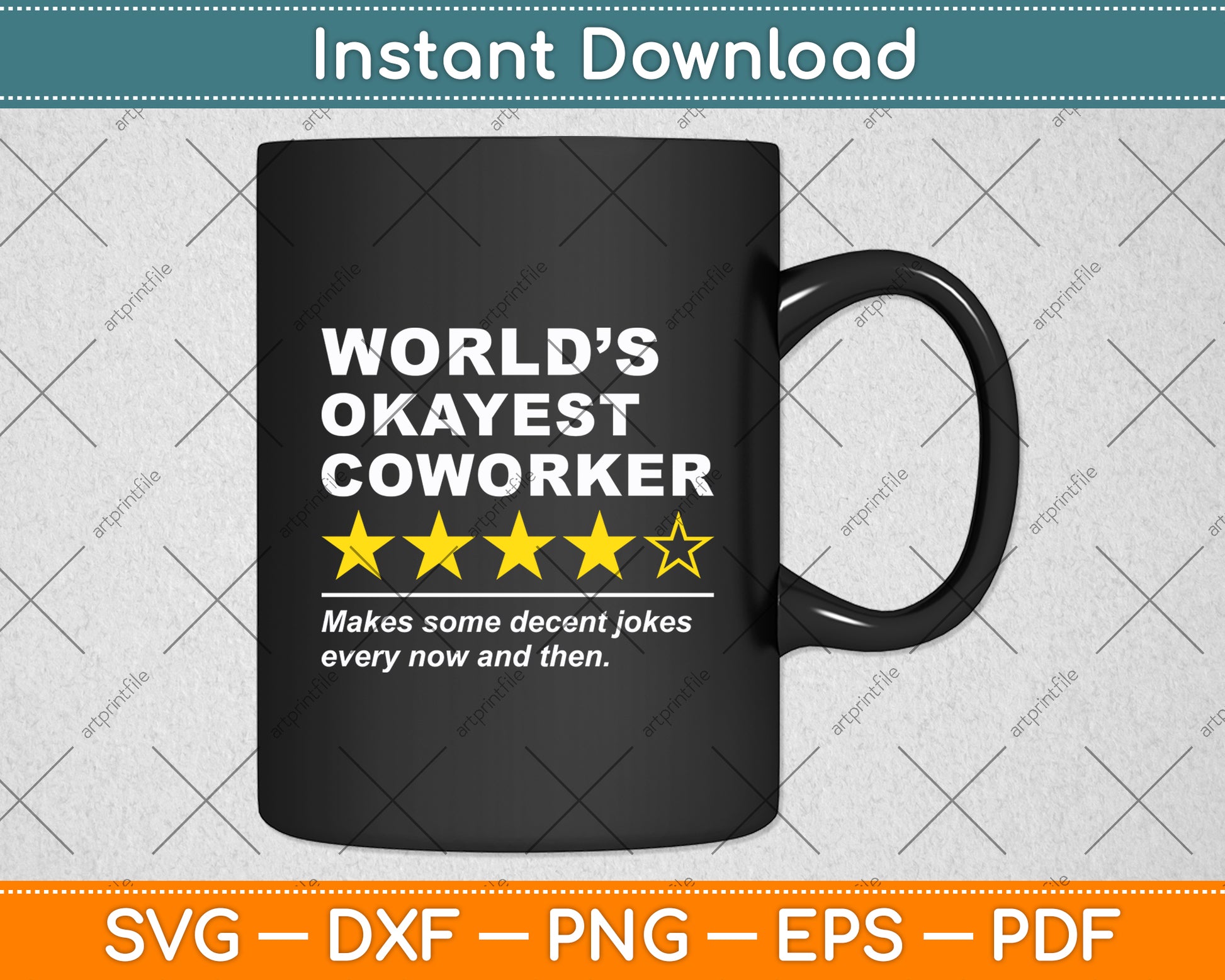 Worlds Okayest Coworker Funny Star Rating Workplace Jokes Svg Digital Cutting File