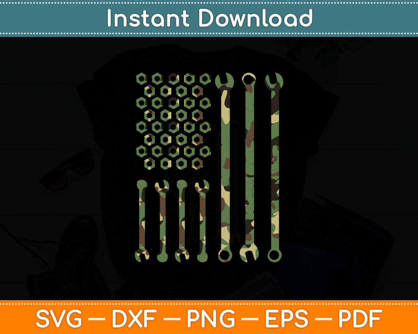 American Flag Mechanic Combination Wrenches Svg Digital Cutting File