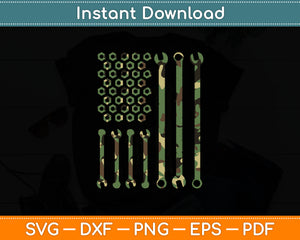 American Flag Mechanic Combination Wrenches Svg Digital Cutting File