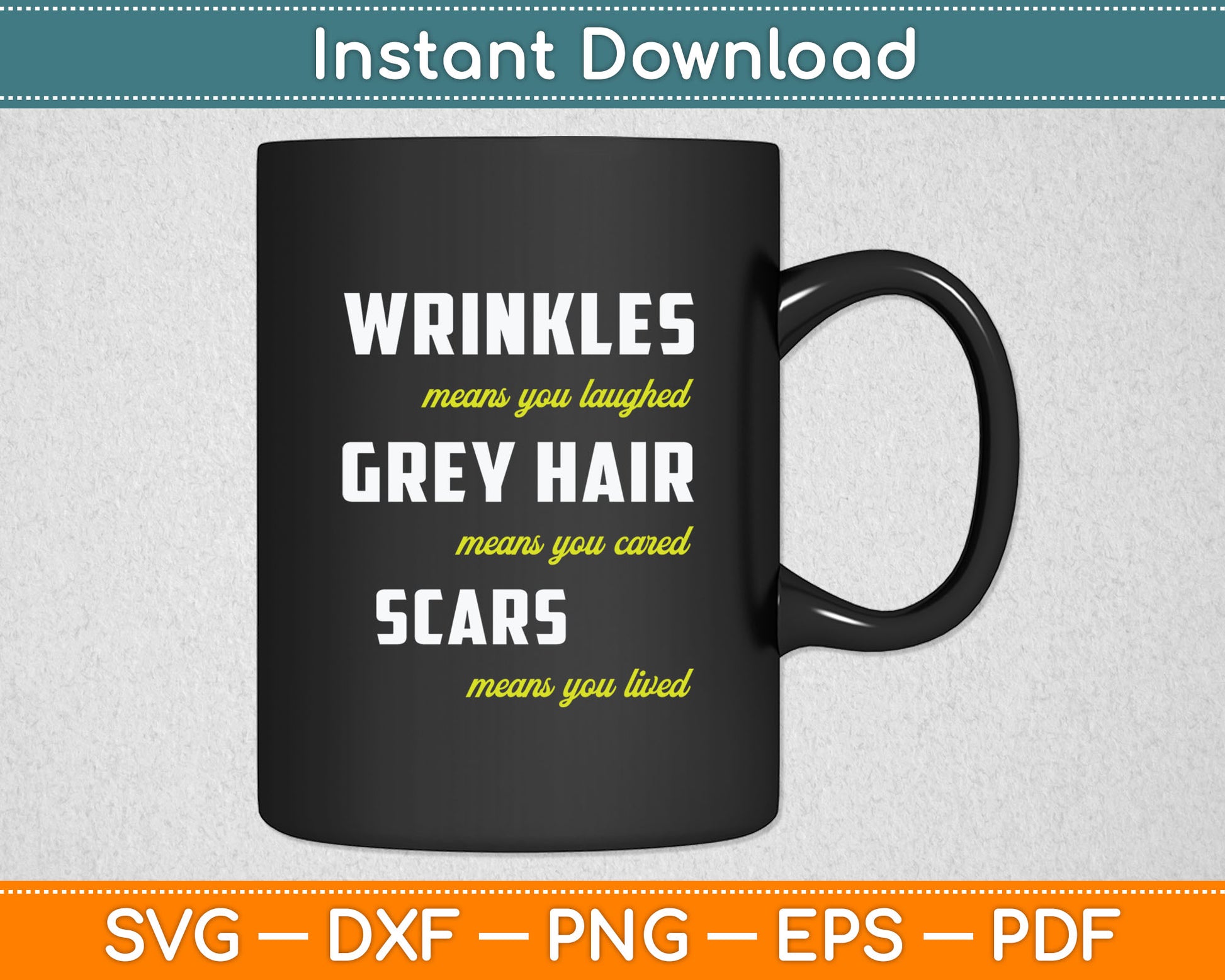 Wrinkles Grey Hair Scars Senior Citizen Funny Svg Digital Cutting File