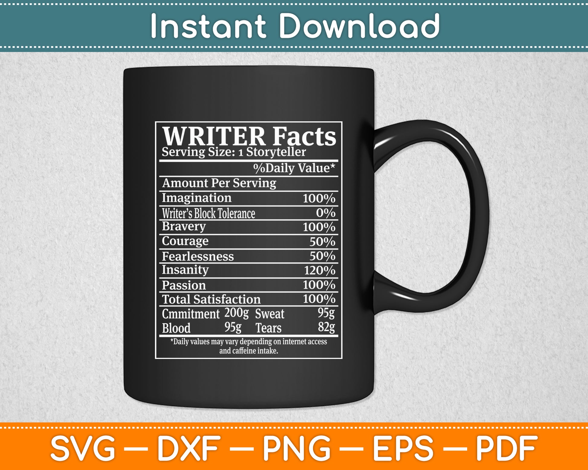 Writer Facts Storyteller Nutrition Information Svg Digital Cutting File