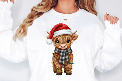 Yarn Crochet Highland Cow Christmas PNG