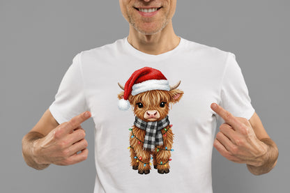 Yarn Crochet Highland Cow Christmas PNG