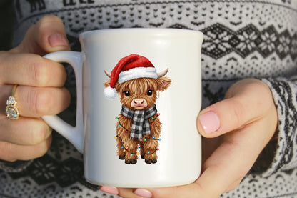 Yarn Crochet Highland Cow Christmas PNG