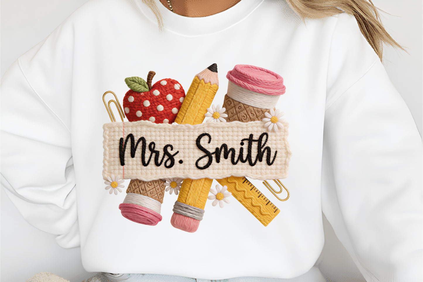 Yarn Crochet Personalized Teacher PNG Mrs Smith School Sublimation