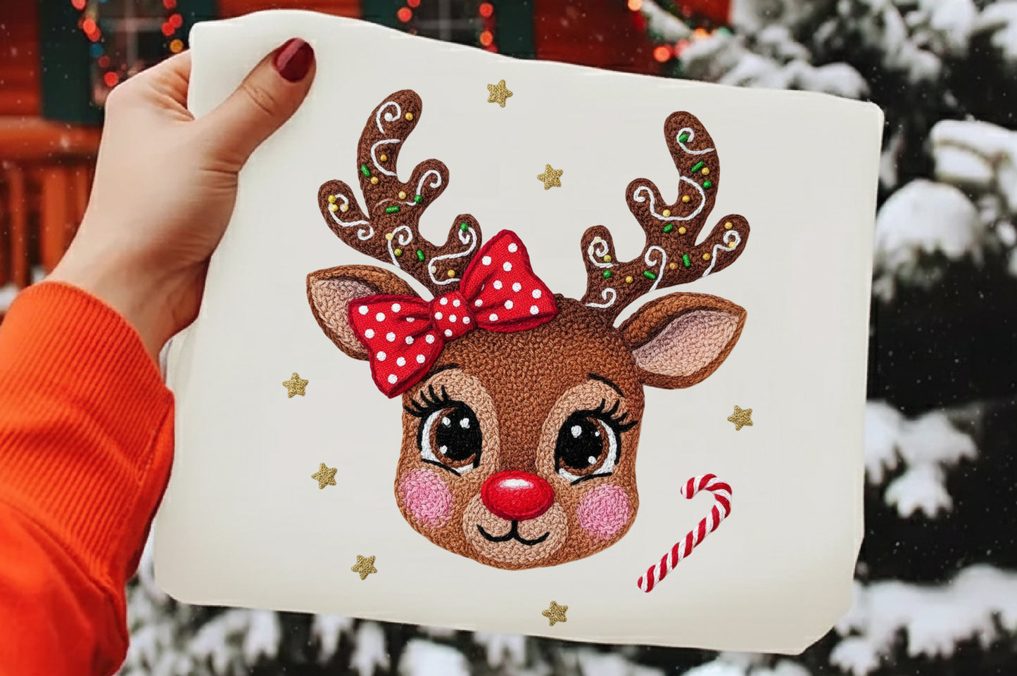 Yarn Crochet Reindeer Christmas PNG