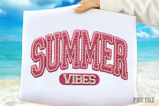 Summer Vibes PNG, Crochet Yarn Lettering Beach Summer Sublimation Design