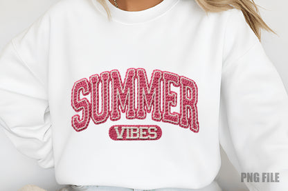 Summer Vibes PNG, Crochet Yarn Lettering Beach Summer Sublimation Design