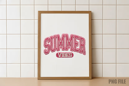 Summer Vibes PNG, Crochet Yarn Lettering Beach Summer Sublimation Design