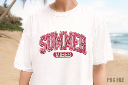 Summer Vibes PNG, Crochet Yarn Lettering Beach Summer Sublimation Design