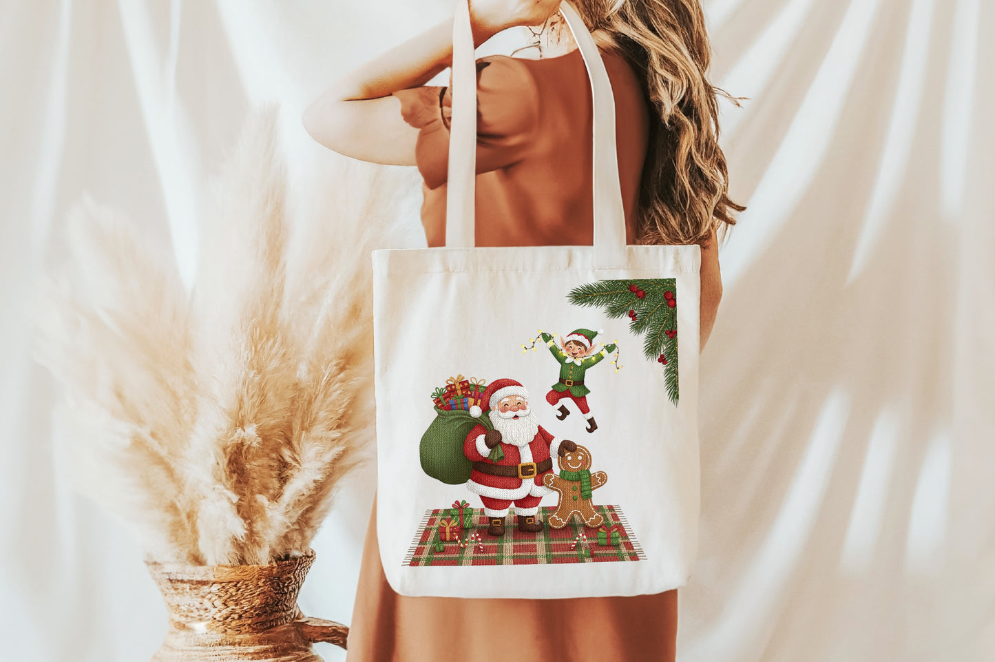 Faux Yarn Crochet Santa Christmas PNG