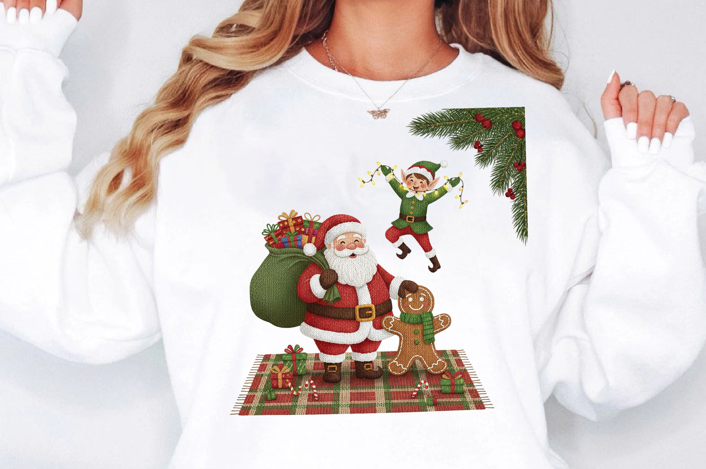 Faux Yarn Crochet Santa Christmas PNG