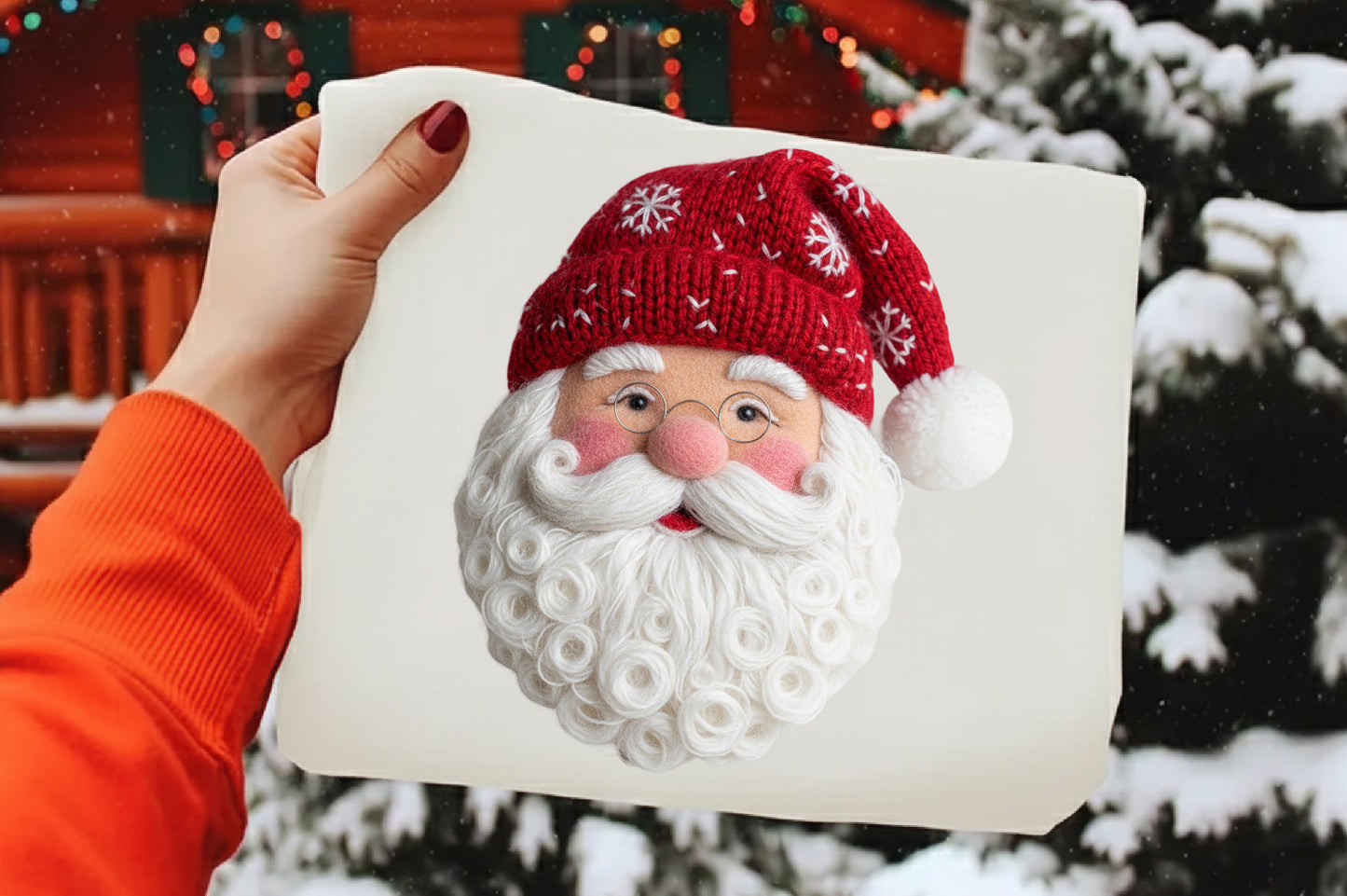 Cute Crochet Yarn Santa Christmas PNG
