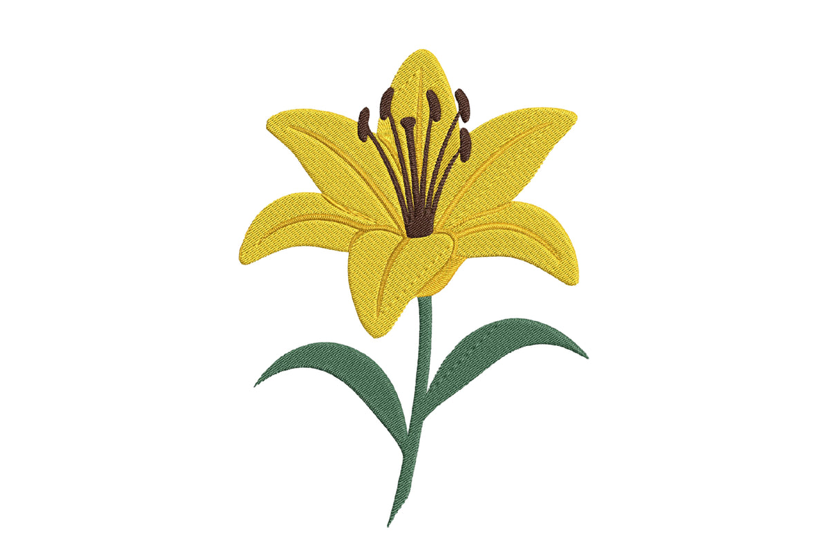 Yellow Lily Embroidery Design