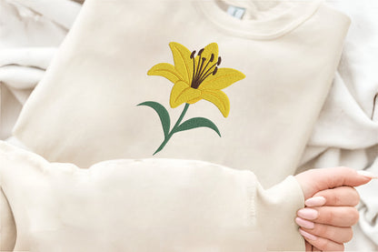 Yellow Lily Embroidery Design